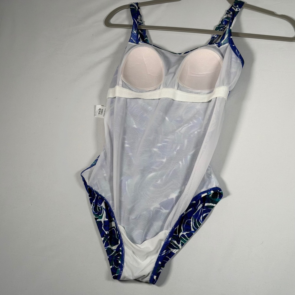 LL Bean Swimsuit Women Size 4 Blue Tropical One Piece Sunblocking UPF 50 Coastal - Picture 4 of 9